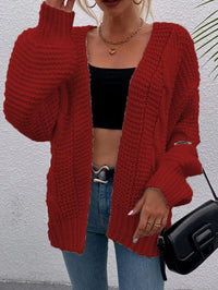 Arielle Casual Knit Cardigan with Pockets in Burgundy