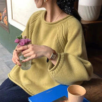 Arielle Casual Knit Sweater in Yellow