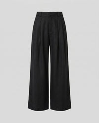 Arielle Elegant Linen Trousers with Side Pockets and Pockets in Black