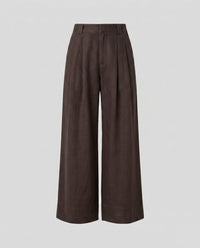 Arielle Elegant Linen Trousers with Side Pockets and Pockets in Brown
