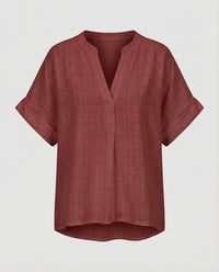 Arielle Linen Blend Blouse in Burgundy