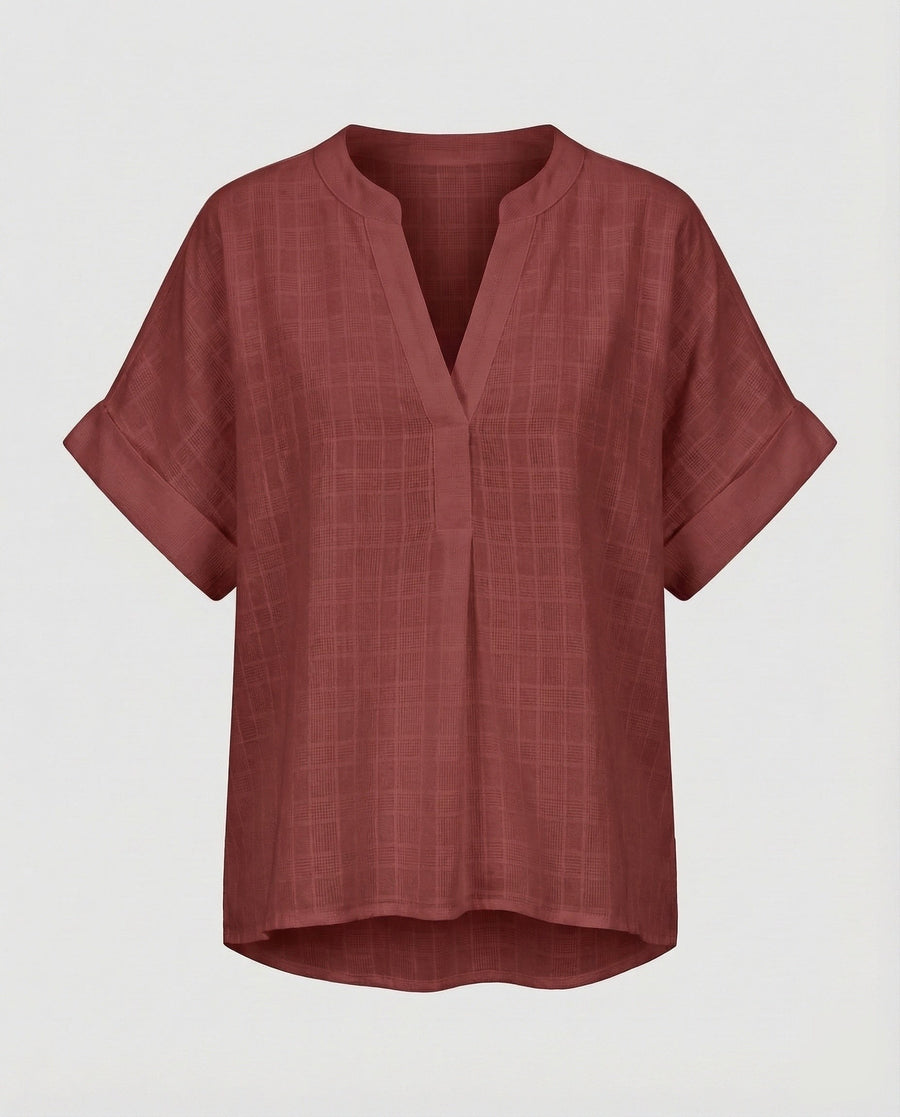 Arielle Linen Blend Blouse in Burgundy