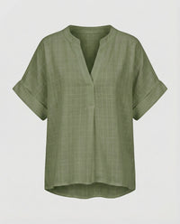 Arielle Linen Blend Blouse in Green