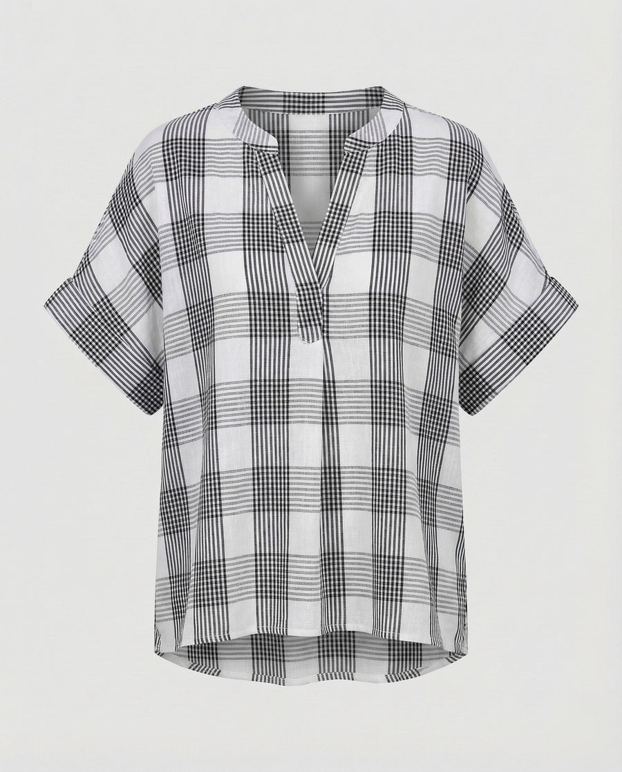 Arielle Linen Blend Blouse in Grey