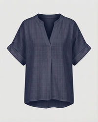 Arielle Linen Blend Blouse in Navy
