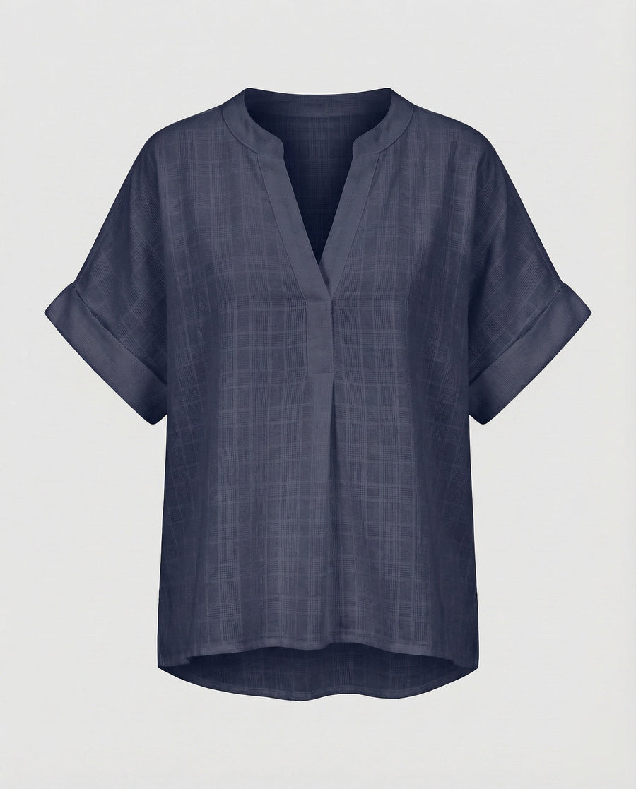 Arielle Linen Blend Blouse in Navy