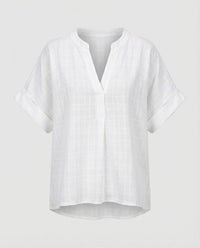 Arielle Linen Blend Blouse in White