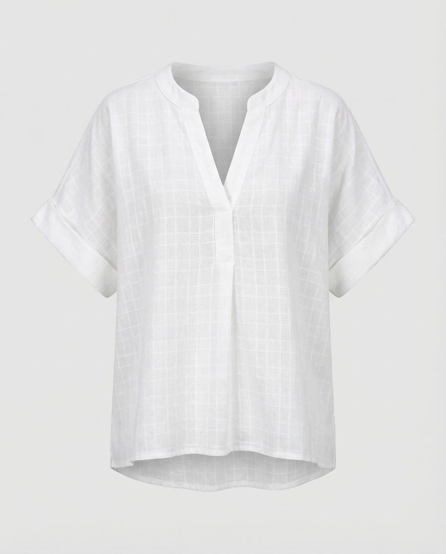 Arielle Linen Blend Blouse in White