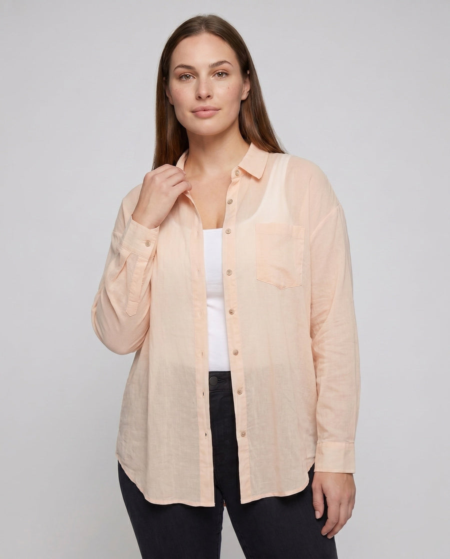 Arlette Casual Linen Blouse with Button Front