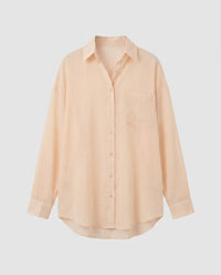 Arlette Casual Linen Blouse with Button Front in Peach Pink
