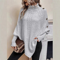 Arlette Knit Sweater with Stand Collar in Grey