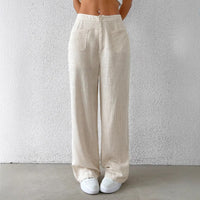 Arlette Linen Trousers with Elastic Waist and Pockets