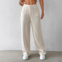 Arlette Linen Trousers with Elastic Waist and Pockets