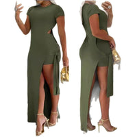 Arlette Maxi Dress with Side Split in Olive Green