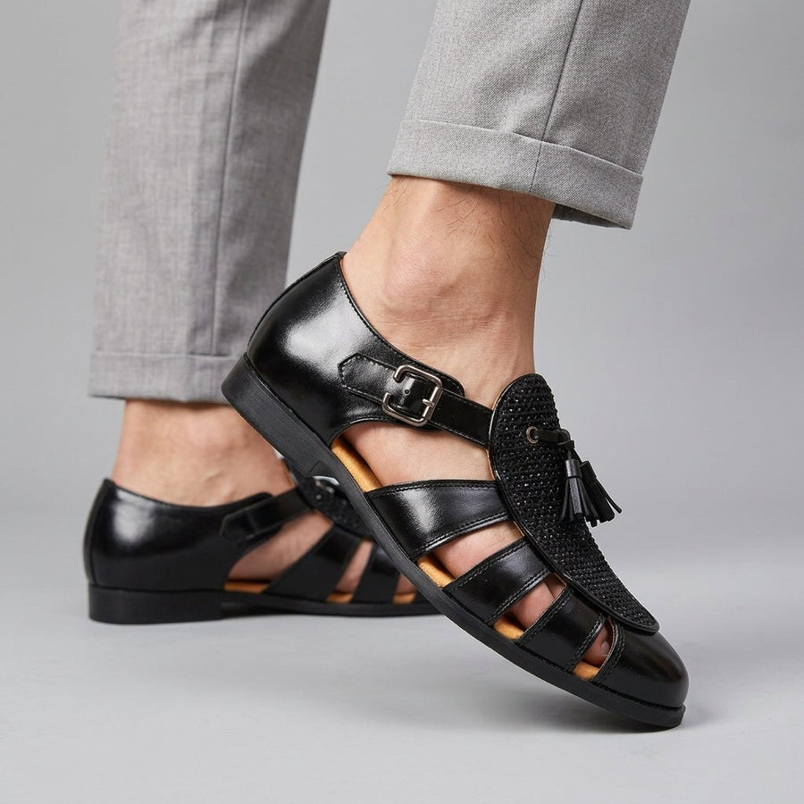 Arlo Tassel Monk Sandal in Charcoal