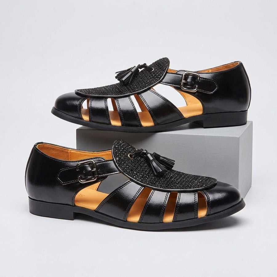 Arlo Tassel Monk Sandal in Charcoal