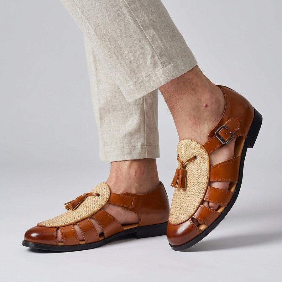 Arlo Tassel Monk Sandal in Sienna Brown