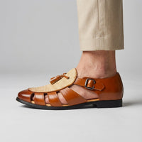 Arlo Tassel Monk Sandal in Sienna Brown
