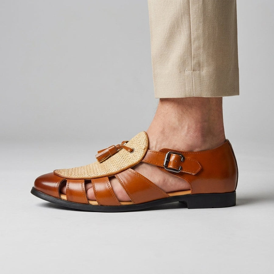 Arlo Tassel Monk Sandal in Sienna Brown