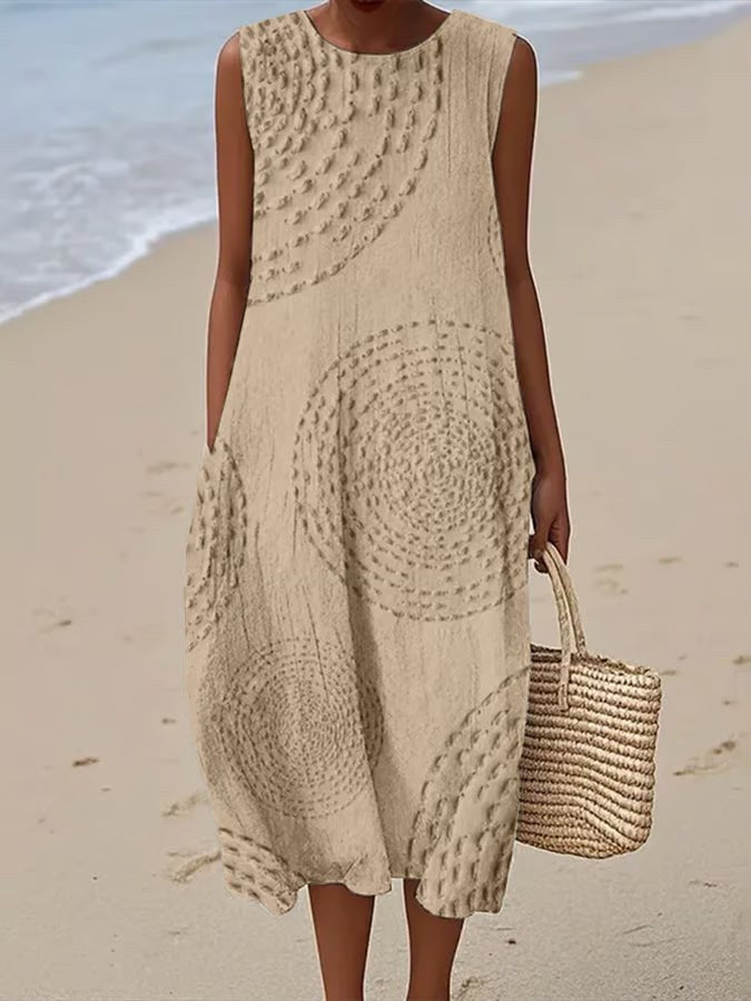 Ashleigh™ Sleeveless Maxi Dress with Textured Design in Beige