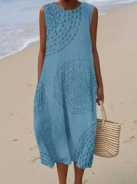 Ashleigh™ Sleeveless Maxi Dress with Textured Design in Blue Lake
