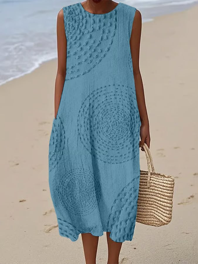 Ashleigh™ Sleeveless Maxi Dress with Textured Design in Blue Lake