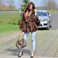 Astrid Elegant Cape with Belted and Hood