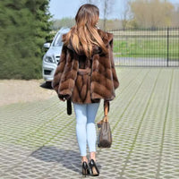Astrid Elegant Cape with Belted and Hood