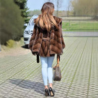 Astrid Elegant Cape with Belted and Hood