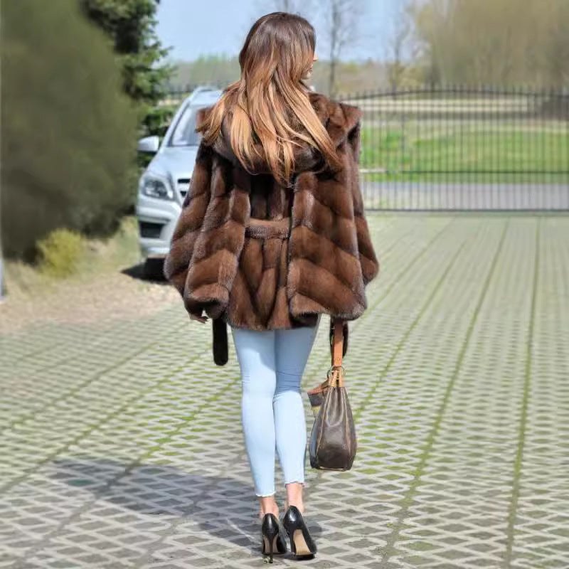 Astrid Elegant Cape with Belted and Hood