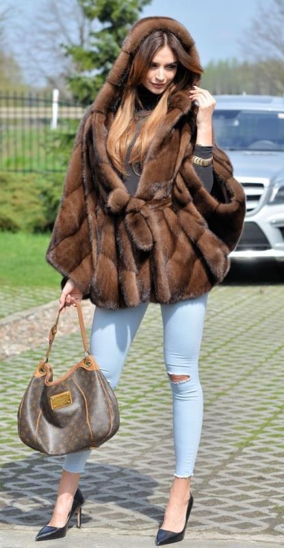 Astrid Elegant Cape with Belted and Hood in Coffee