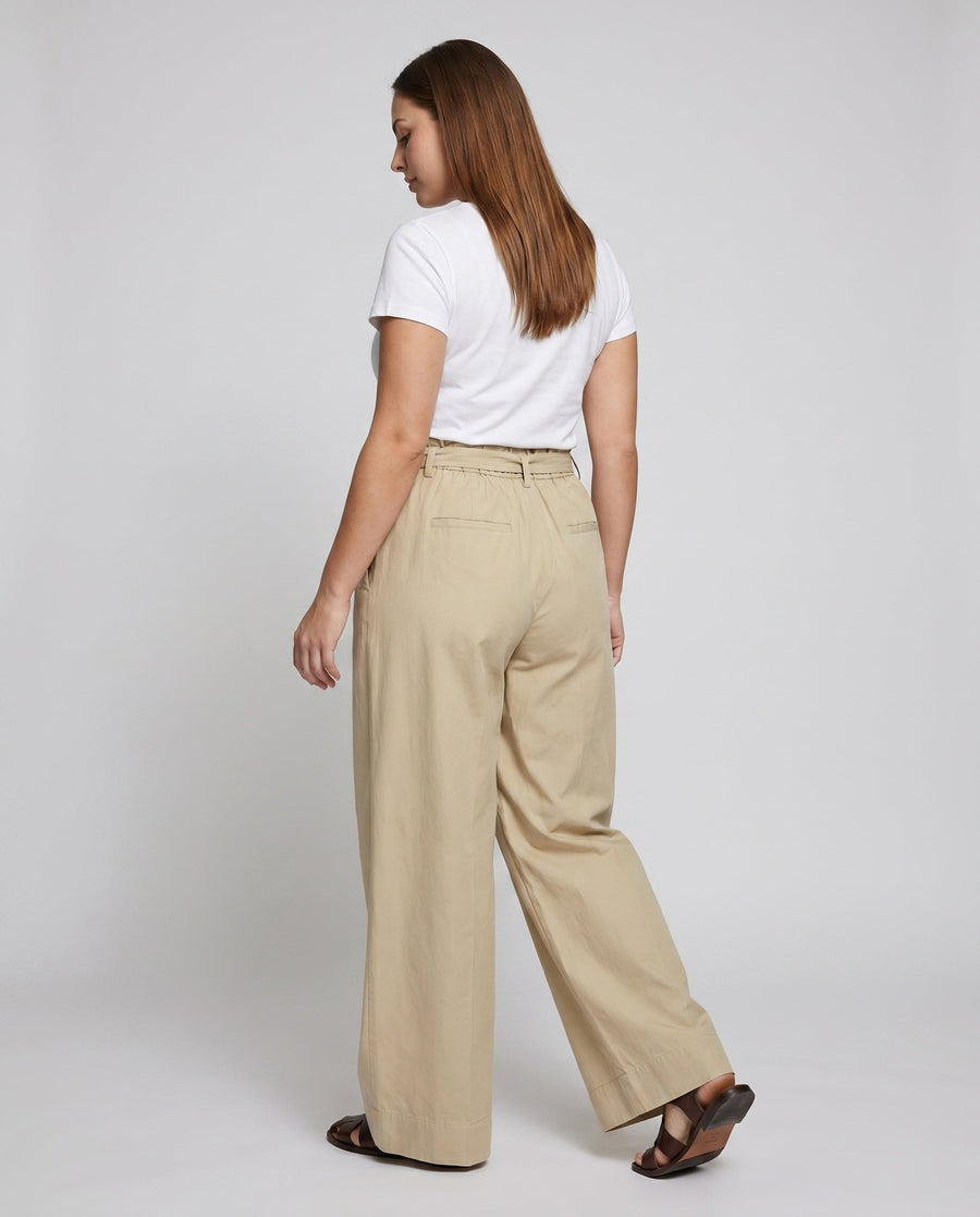 Astrid Linen Trousers with Elastic Waist and Pockets