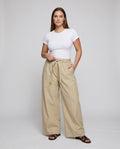 Astrid Linen Trousers with Elastic Waist and Pockets