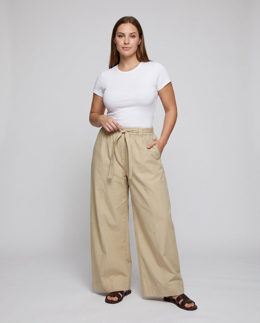 Astrid Linen Trousers with Elastic Waist and Pockets