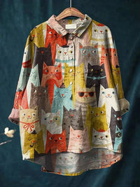 Astrid Women's Novelty Dog Print Relaxed Shirt Blouse