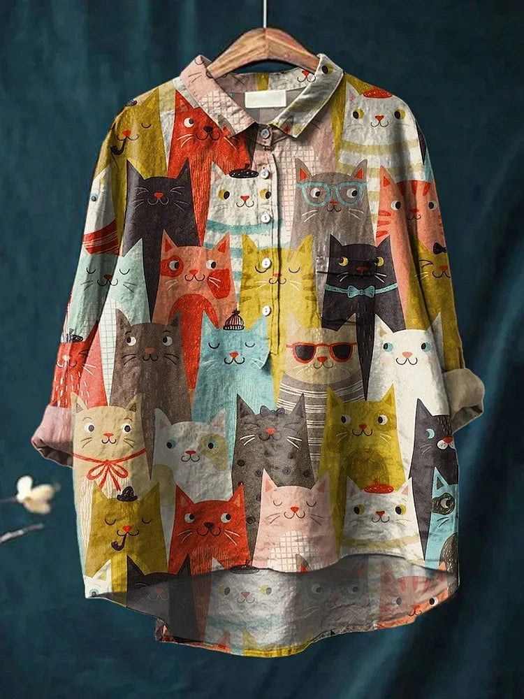 Astrid Women's Novelty Dog Print Relaxed Shirt Blouse