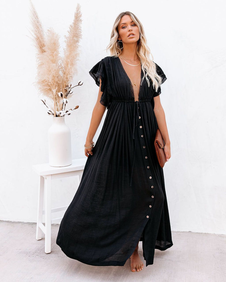 Maelyn | Women's Boho V-Neck Button-Down Maxi Dress