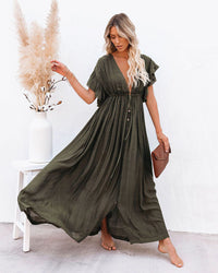 Maelyn | Women's Boho V-Neck Button-Down Maxi Dress