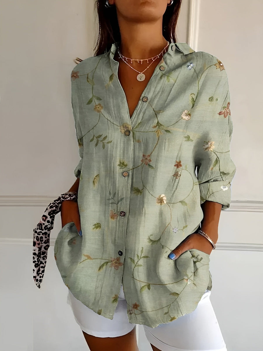 Aswen Women's Floral Button-Up Shirt