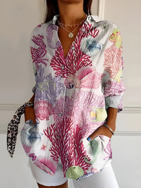Aswen Women's Floral Button-Up Shirt