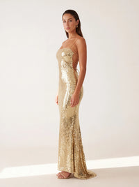 Atari Maxi Dress Gold - side