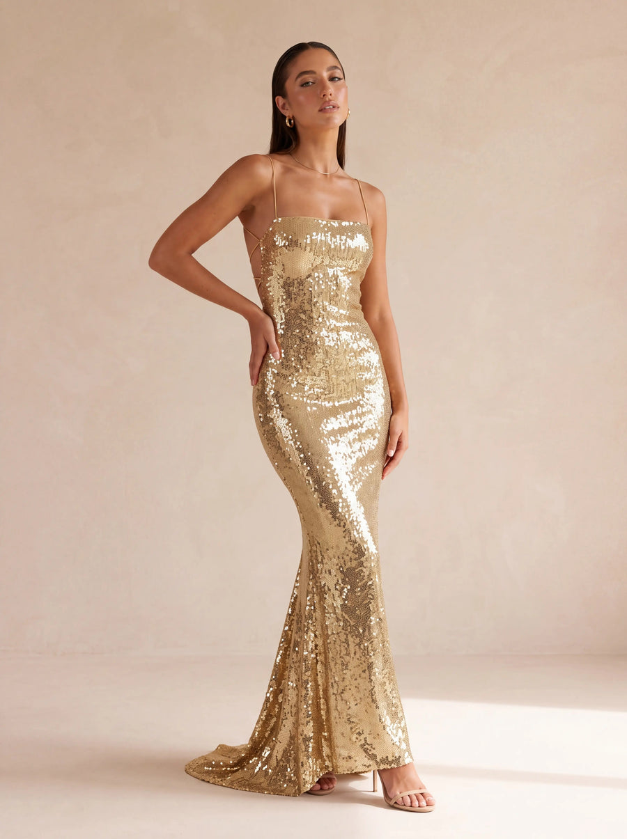 Atari Maxi Dress Gold - editorial