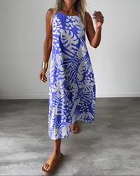 Audrey Elegant Sleeveless Dress in Blue