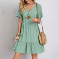 Audrey Trendy Boho Ruffle Hem Mini Dress
