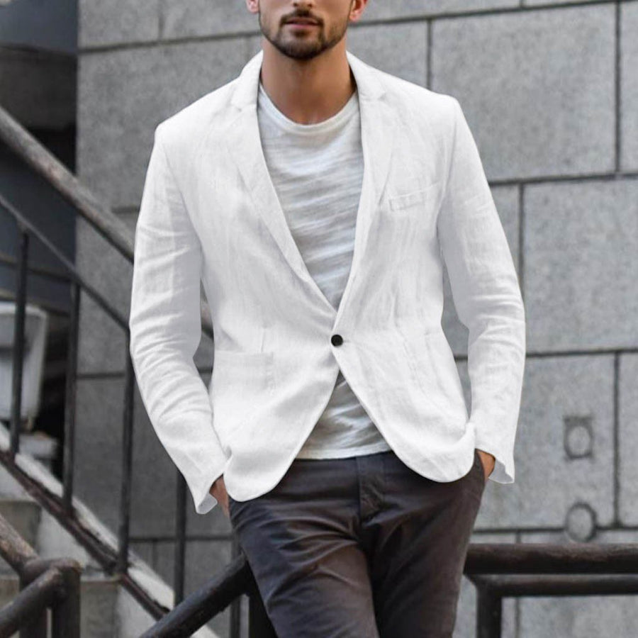 August Linen Blazer in White
