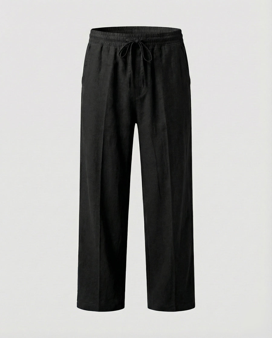 August Linen Trousers with Drawstring Waist and Side Pockets in Multicolour