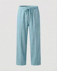 August Linen Trousers with Drawstring Waist and Side Pockets in White