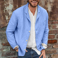 Augustin Casual Linen Jacket with Pockets in Blue