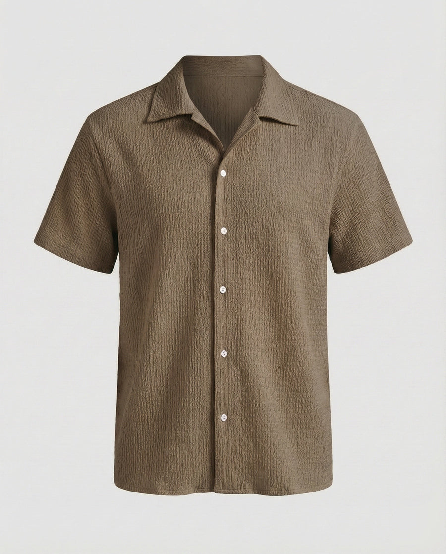 Augustin Shirt with Short Sleeve in Dark Brown