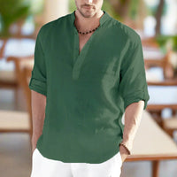 Augustin Shirt with V-Neck in Green